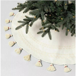 Hearth & Hand with Magnolia Tassel Trim Embroidered Tree Skirt Christmas NEW